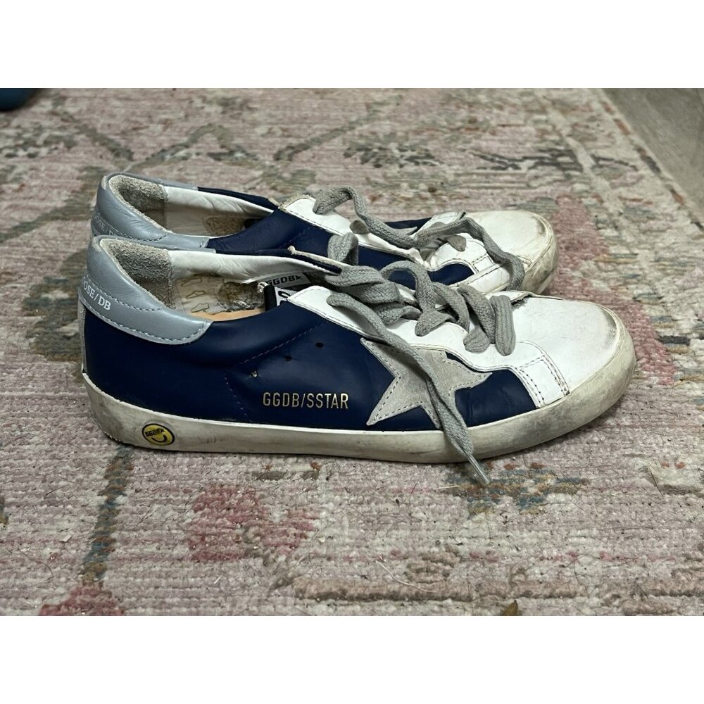 Golden Goose Kids Navy Blue and White Superstar Sneakers